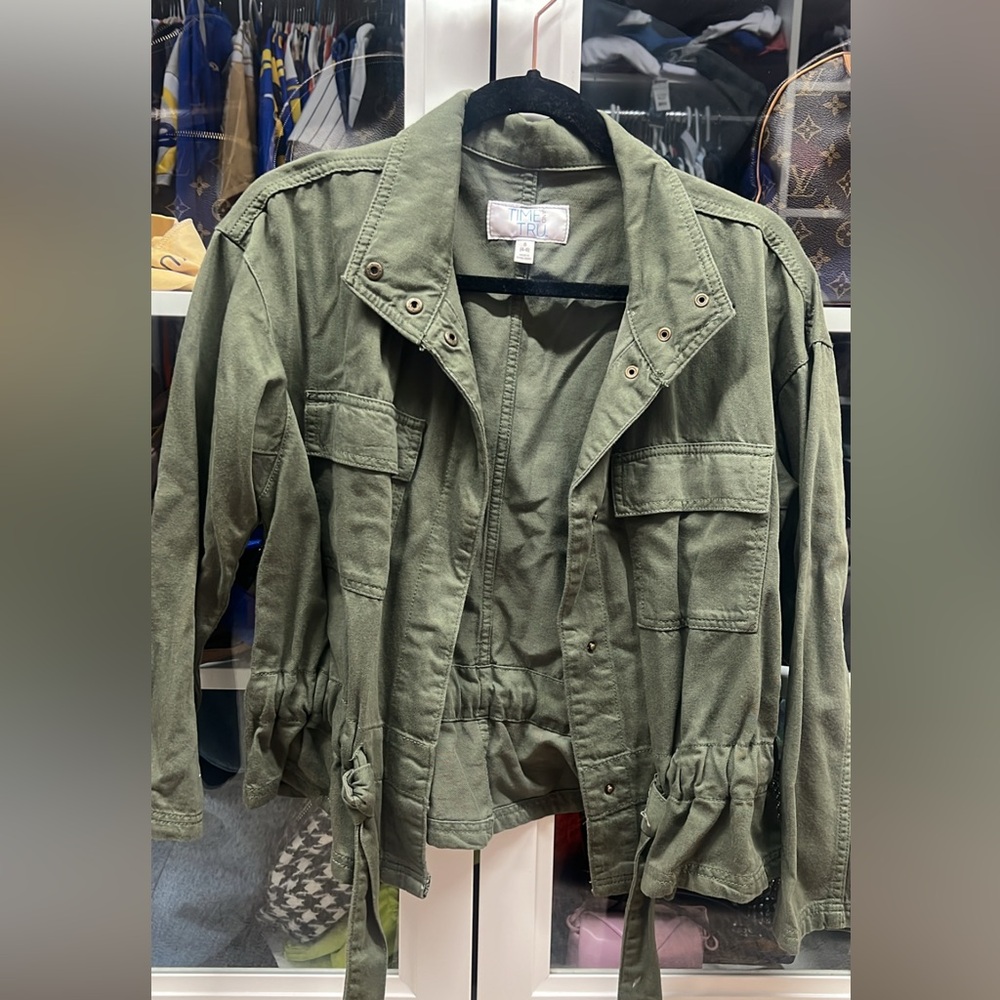 Utility peplum swing jacket
